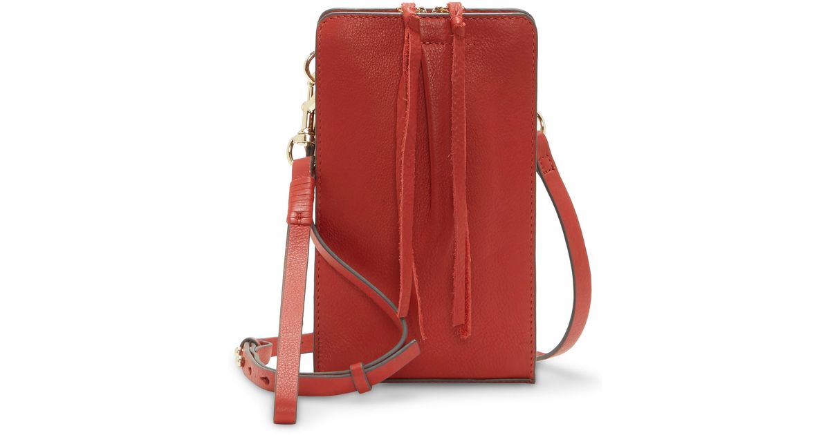 Vince Camuto Corla Metallic Leather Crossbody Bag In Tomato Pebbled Leather At Nordstrom Rack in