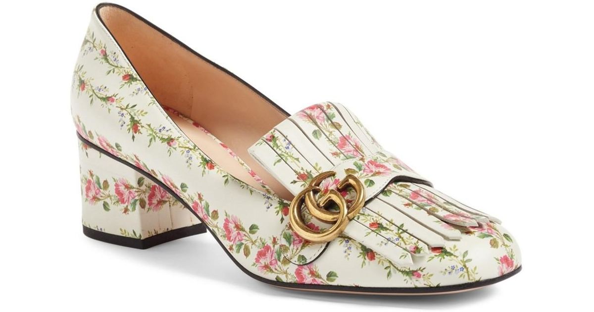 gucci marmont kiltie loafer pump