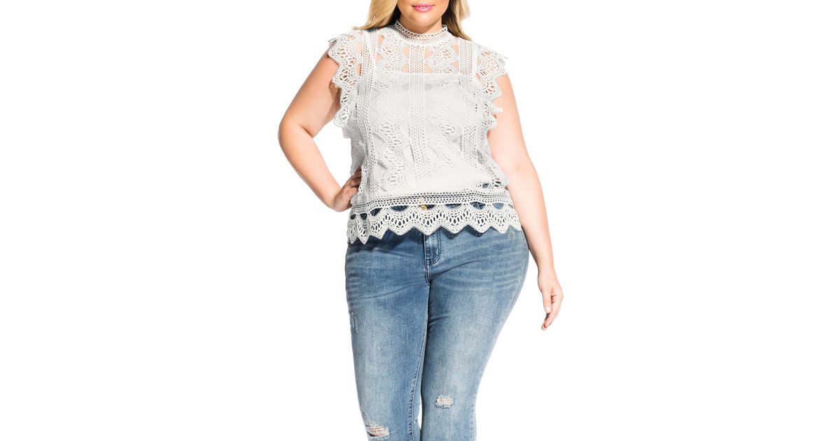 city chic trendy plus size lace martina top