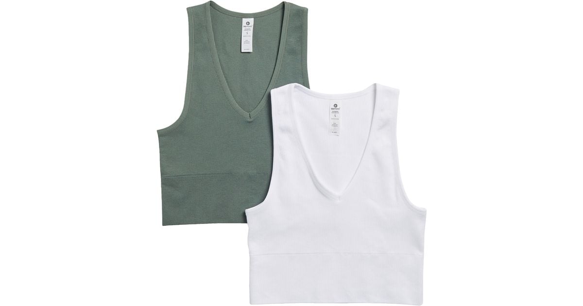 90 Degrees Seamless V-neck Rib Crop Tank 