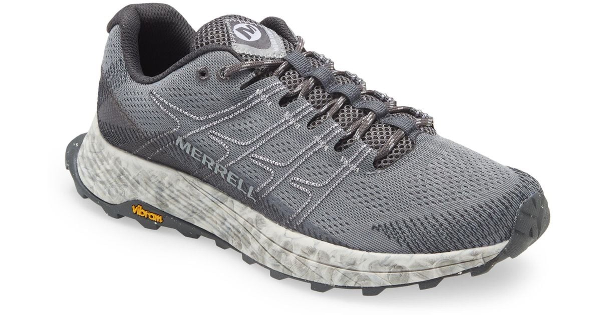 Merrell Moab Flight Trail Running Shoe In Grey/white At Nordstrom Rack