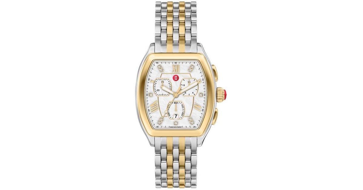 Michele Releve Diamond Two-Tone Bracelet Watch, 45Mm in 