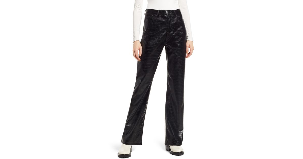 Vero Moda Kithy Croc Embossed Faux Leather Pants In Black At Nordstrom Rack | Lyst