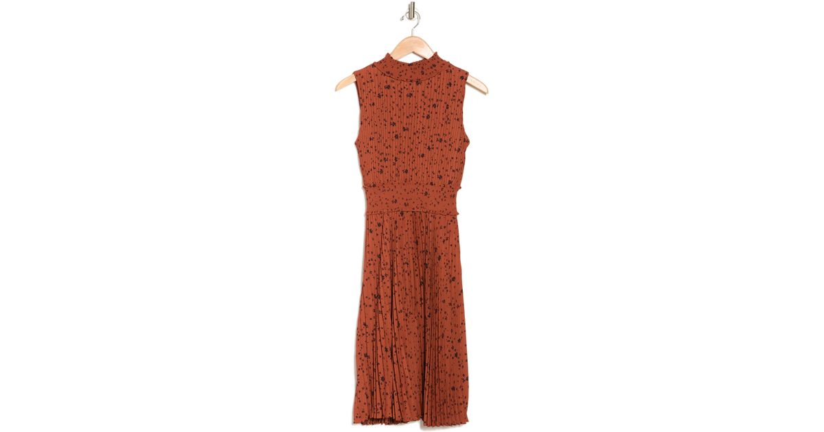 Lepore Smocked Sleeveless Midi Dress in Orange Lyst