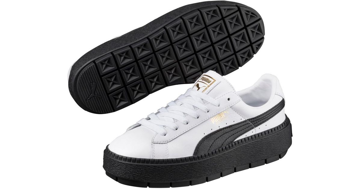 PUMA Platform Leather Trace Sneaker in White - Lyst