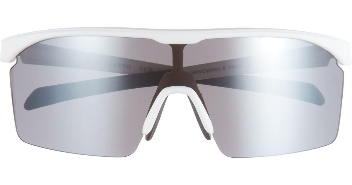 Vince Camuto Semi Rimless Shield Sunglasses in White for Men | Lyst