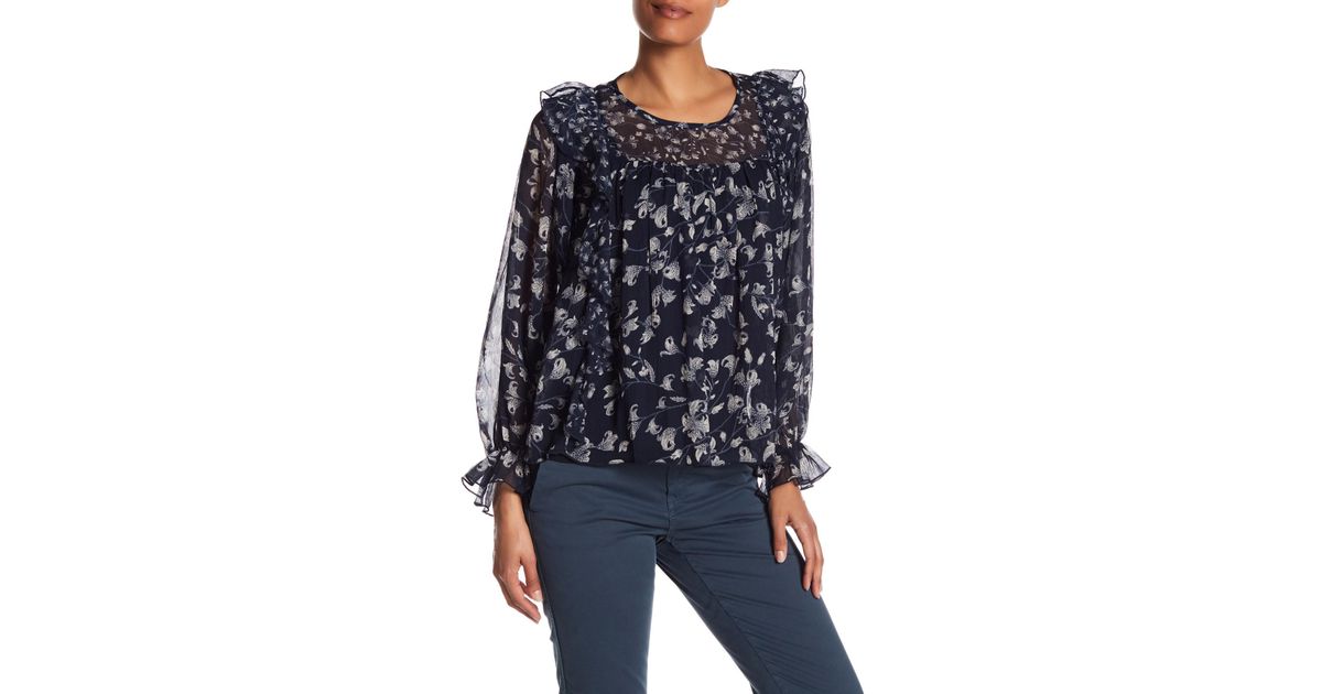 lucky brand blue floral top