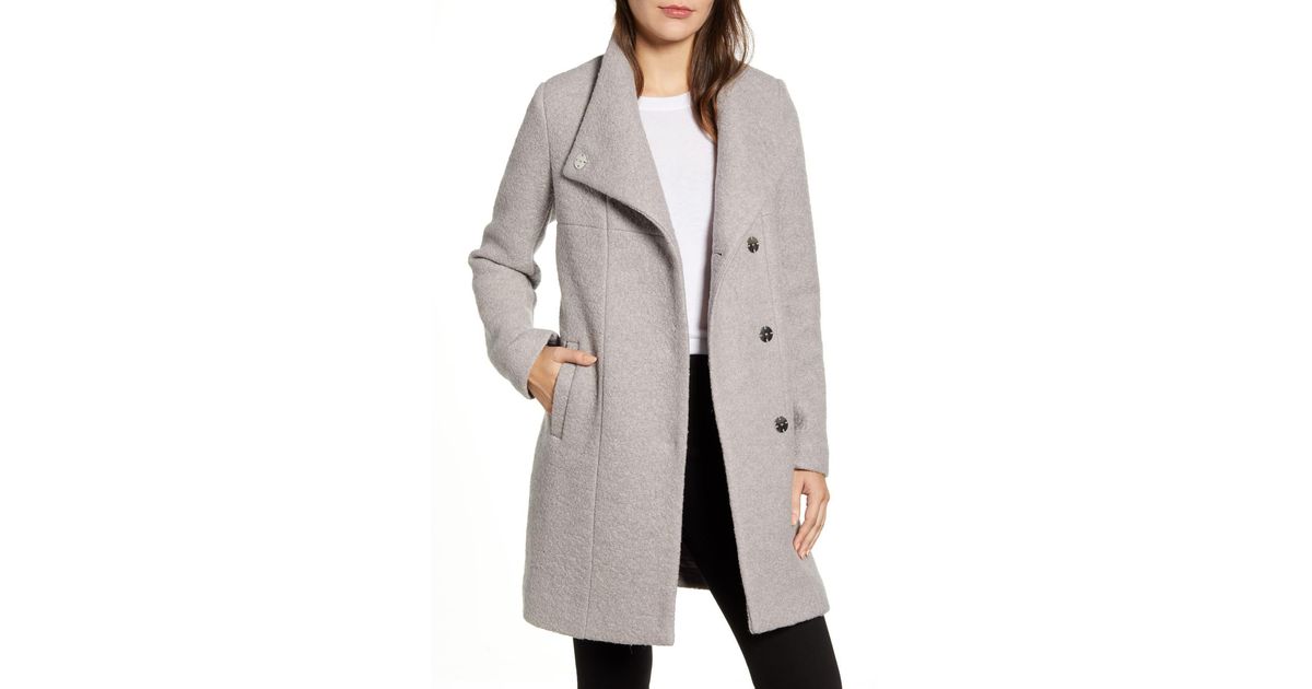Kenneth Cole Wool Blend Boucle Coat Top 