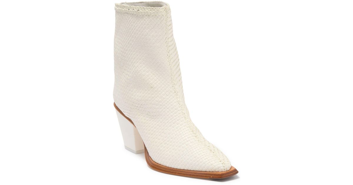 white woven booties