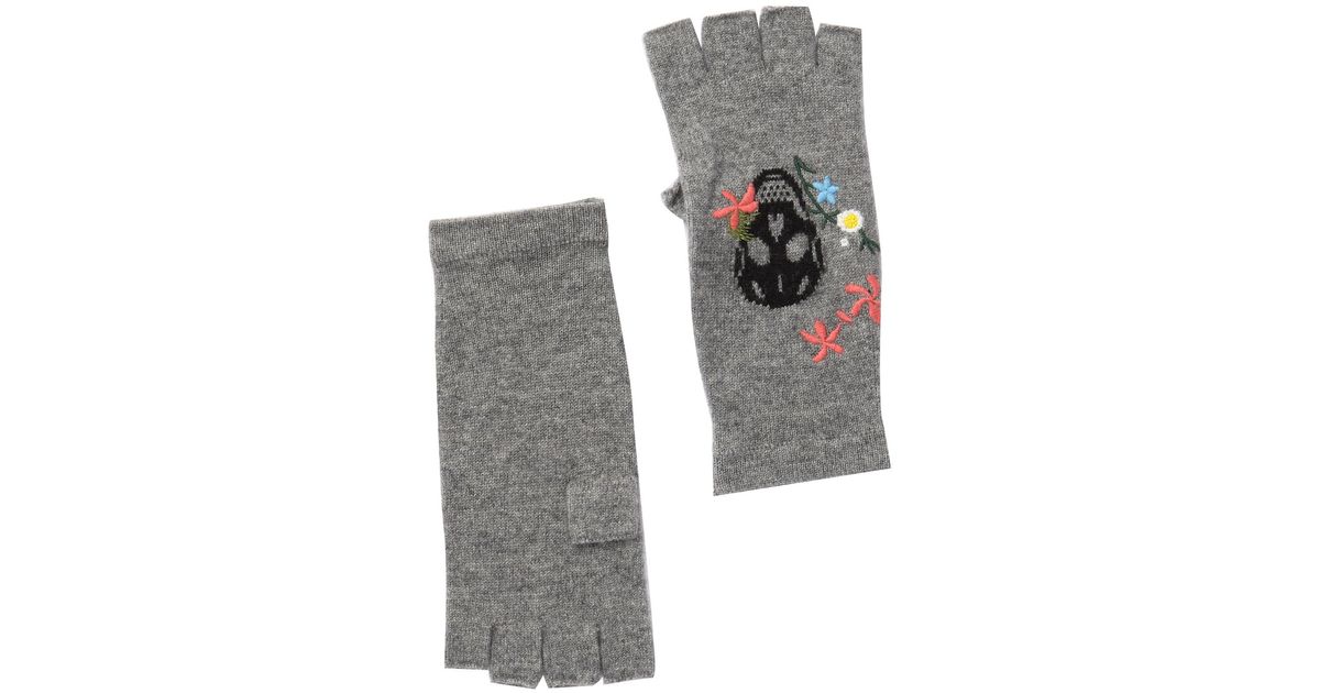 skull cashmere gloves
