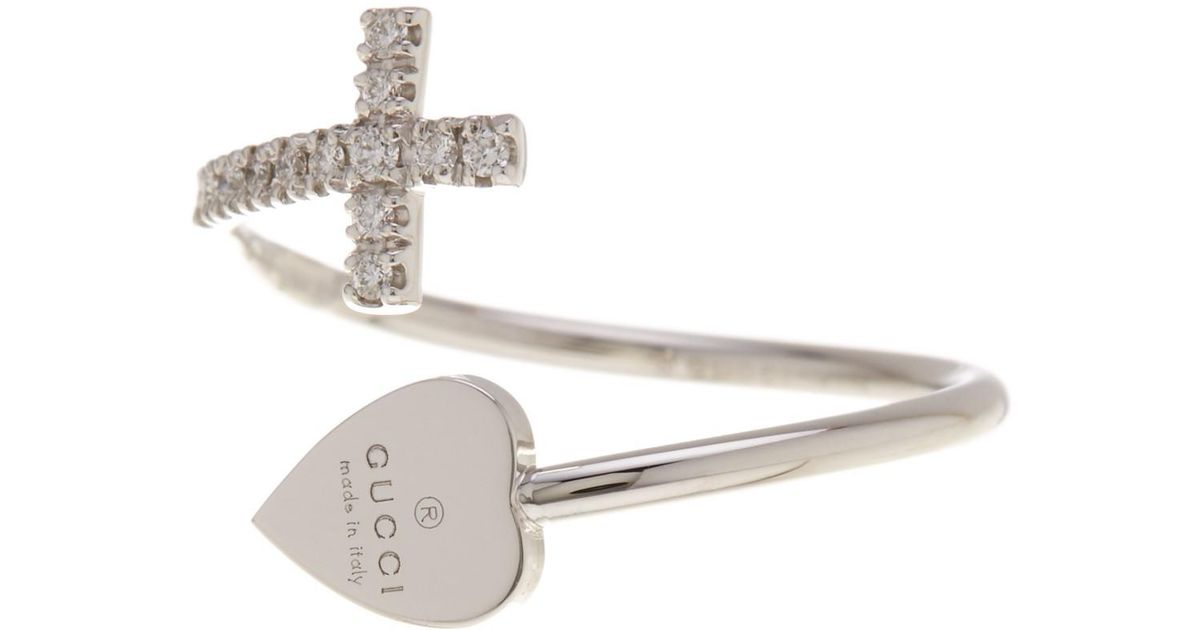 gucci heart and cross ring