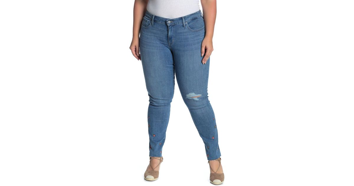 plus size stretch embroidered jeans