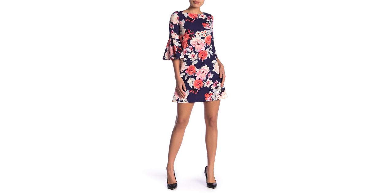 eliza j bell sleeve shift dress