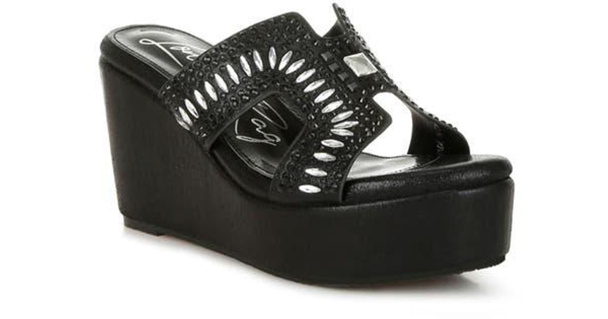 London Rag Wedge LONDON RAG Mariner Platform Wedge Sandal in Black | Lyst