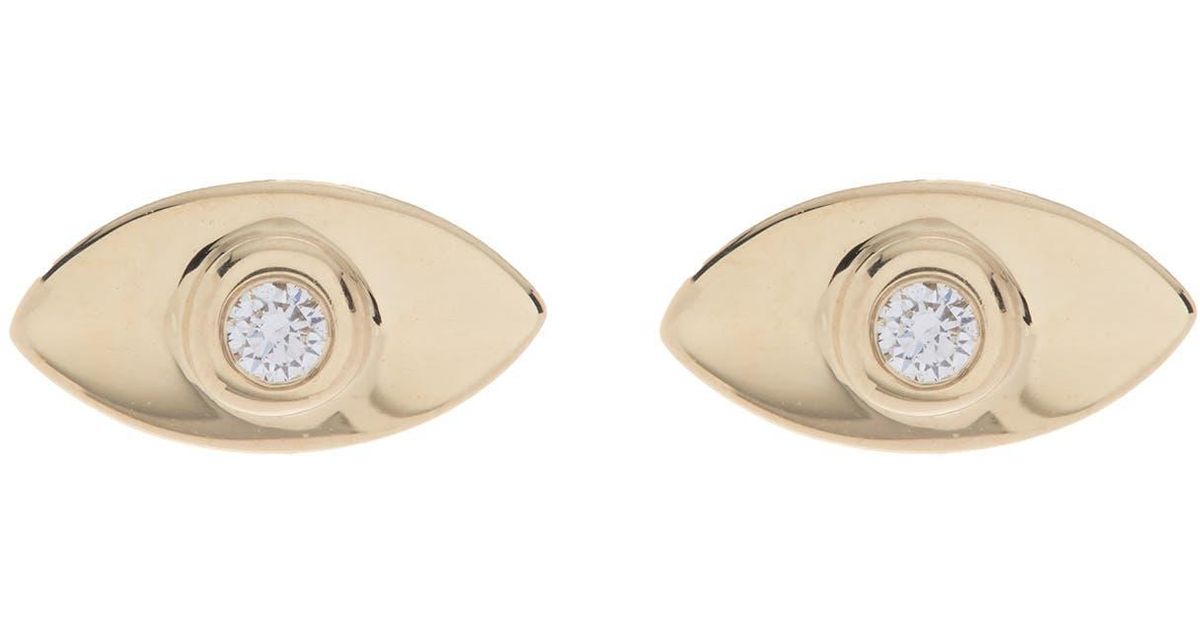 Ron Hami 14k Yellow Gold Diamond Evil Eye Stud Earrings in Yellow Gold/Diamond (Metallic) Lyst