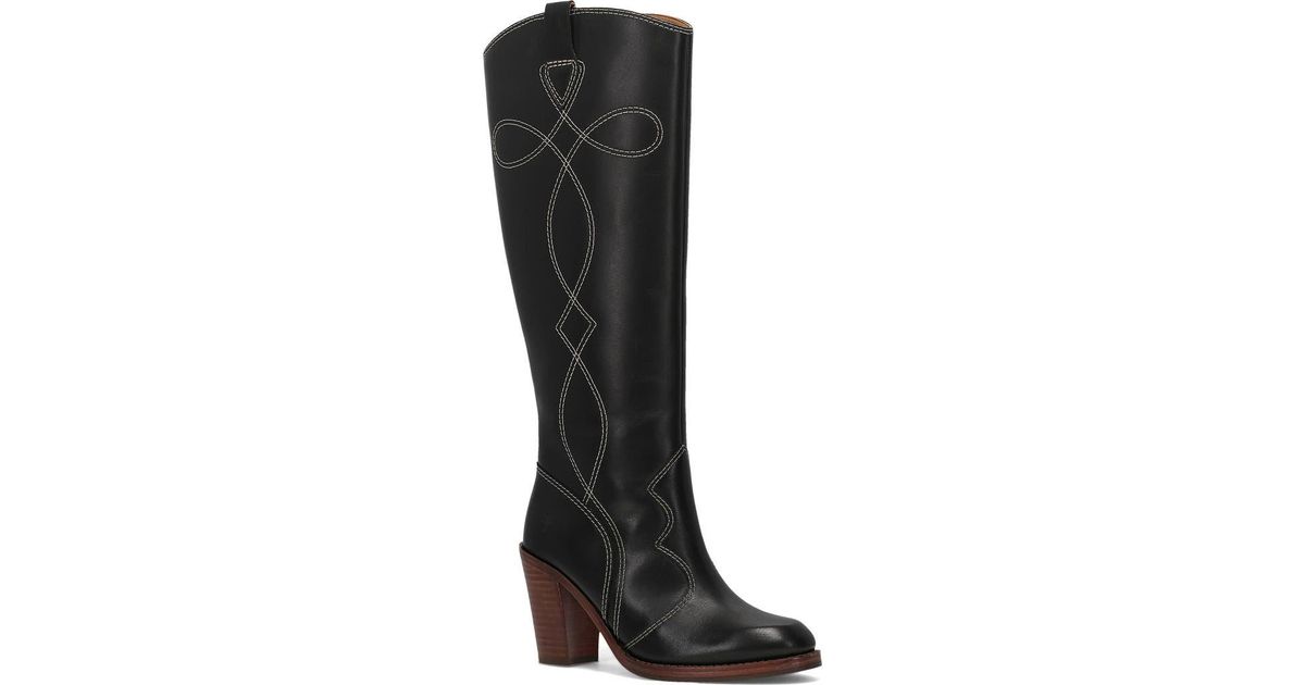 Frye Corinne Knee High Western Boot in Black | Lyst