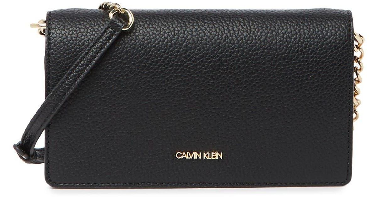 Calvin Klein Crossbody Chain Wallet Bag In Black/gold At Nordstrom Rack |  Lyst
