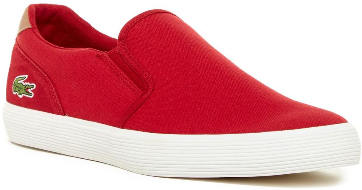 Lacoste Canvas Jouer Slip-on Sneaker in Red for Men | Lyst