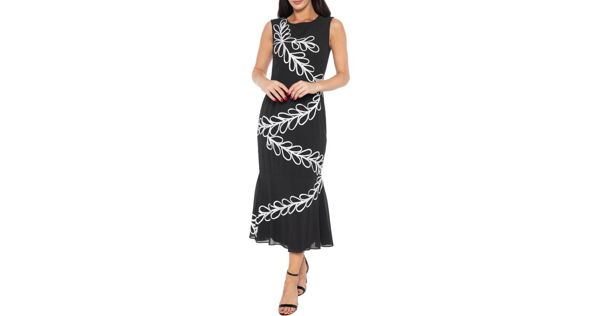 Marina Leaf A-Line Cocktail Dress in Black | Lyst Marina Leaf A-Line Cocktail Dress in Black | Lyst