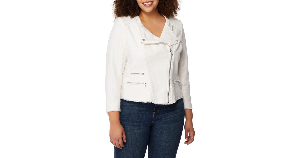 REBEL WILSON X ANGELS Cotton Fringe Textured Jkt in White ...