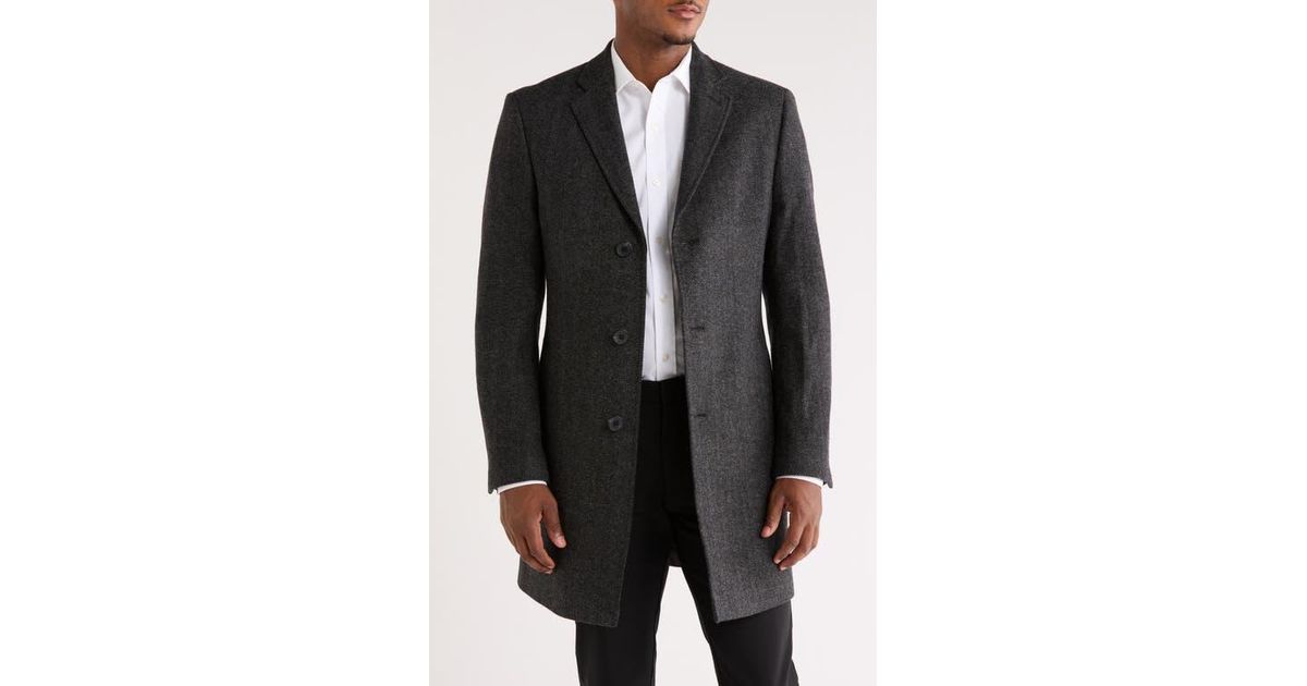 Nordstrom Rack Herringbone Topcoat in Black for Men | Lyst