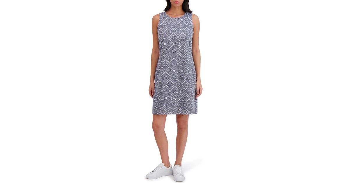 london times cotton shift dress London Times Cotton multicolored patterned sleeveless shift dress 8