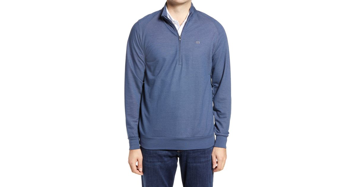 Travis Mathew Cloud Regular Fit Half Zip Pullover In Sargasso Sea At Nordstrom Rack in Blue for 