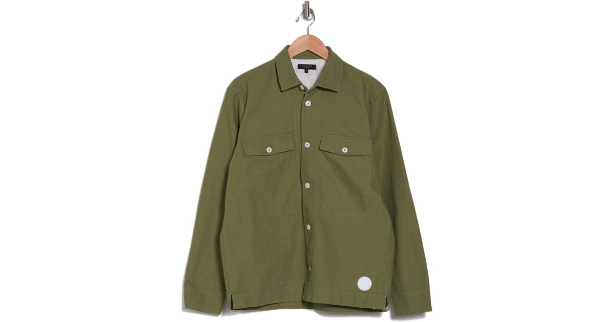 Ted Baker Harwich Canvas Shirt Jacket in Green for Men | Lyst