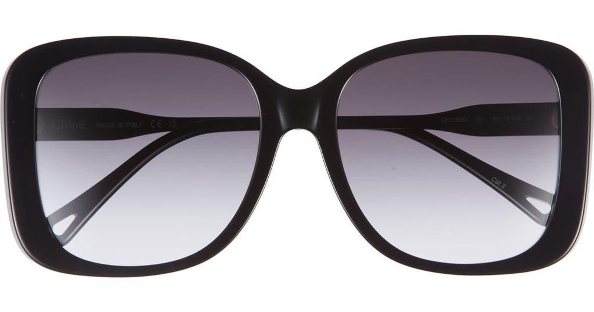 Chloé 57Mm Square Sunglasses in Black | Lyst