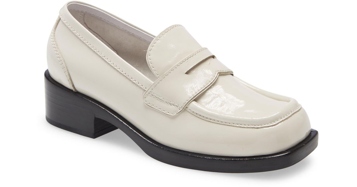 Jeffrey Campbell Sorbonne Penny Loafer In Ivory Crinkle Patent At Nordstrom Rack in White - Lyst