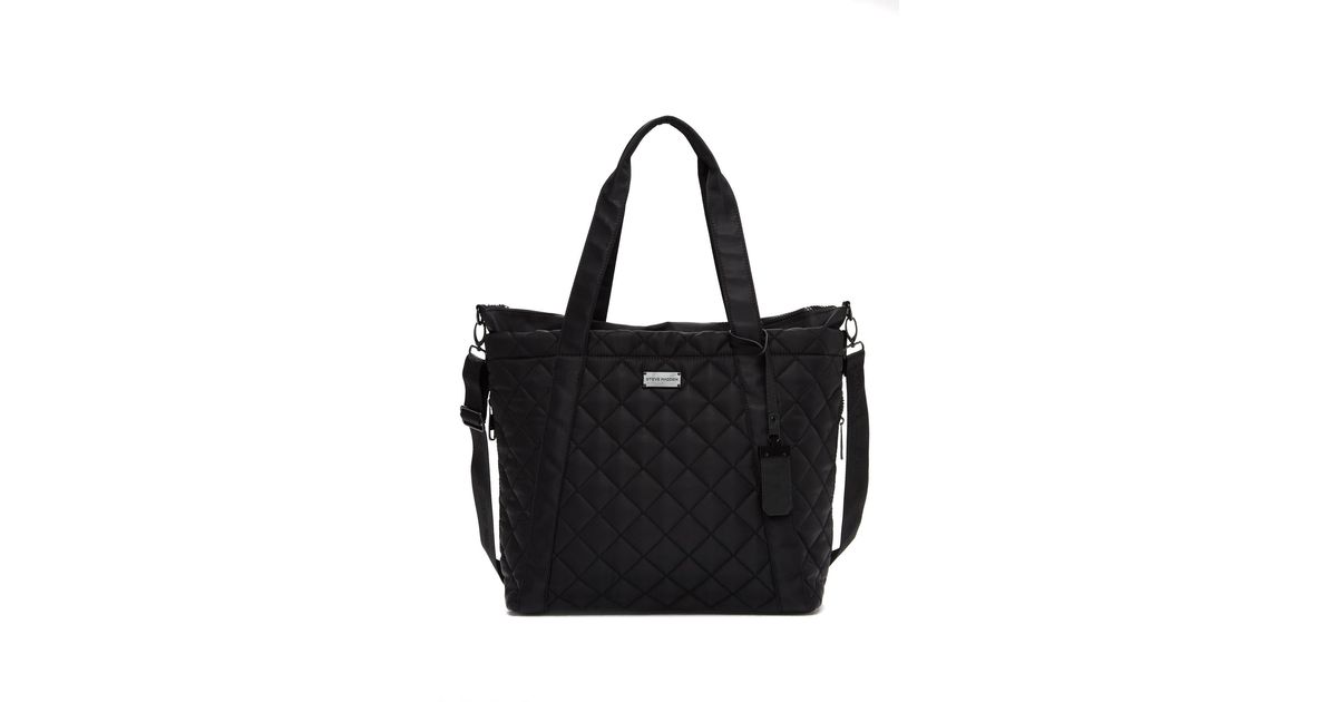 Steve Madden Sporty Quilted Nylon Tote in Black Lyst