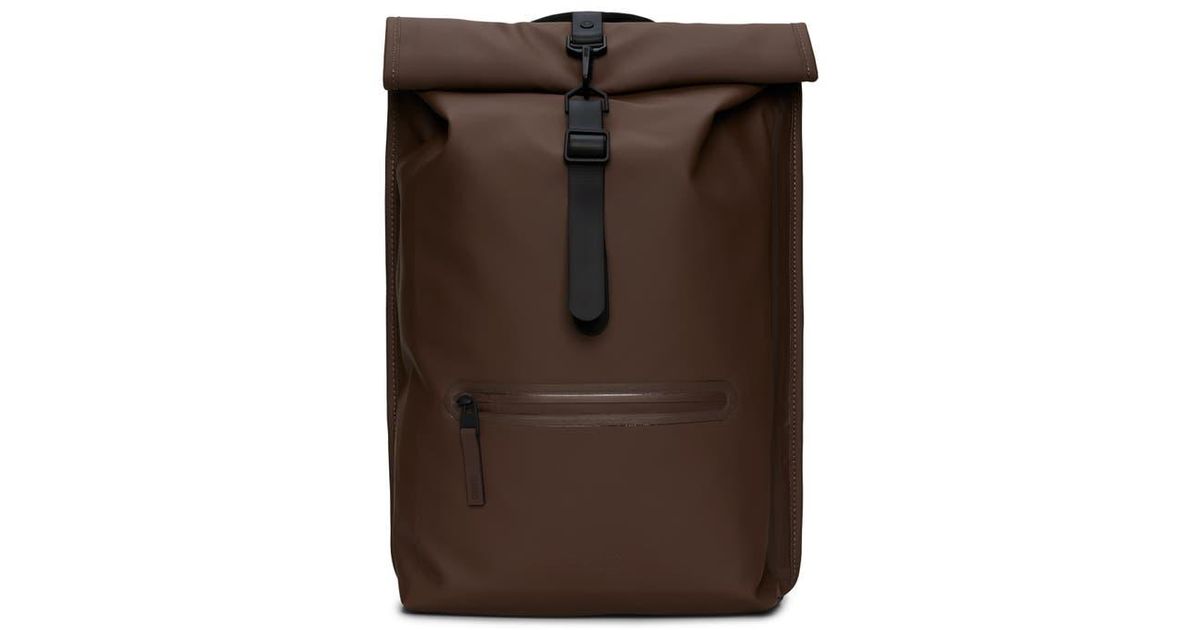Rains Rolltop Waterproof Rucksack in Brown | Lyst