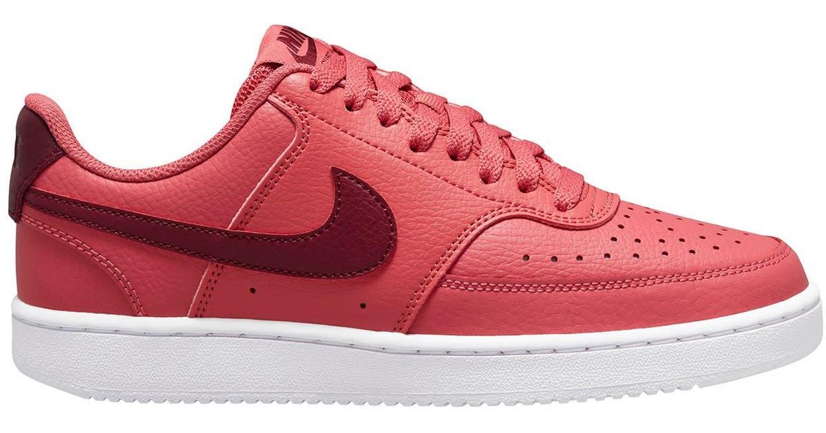 Nike Leather Court Vision Low Sneaker In Archaeo Pink/dk Beetroot-white At Nordstrom Rack - Lyst