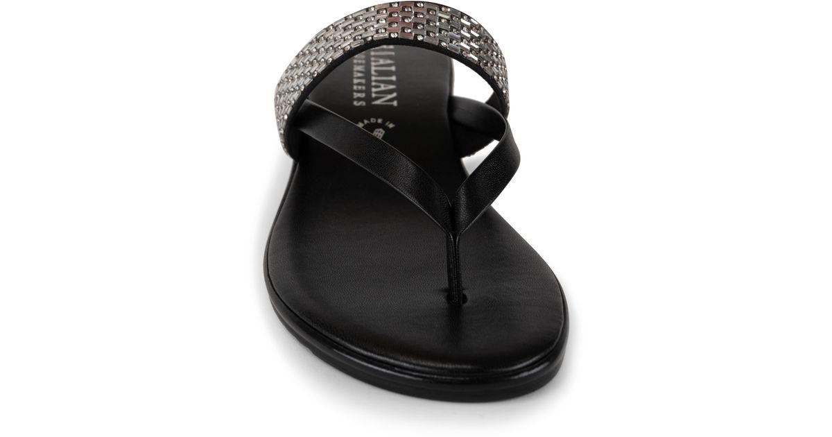 Italian Shoemakers Ashi Wedge Thong Sandal in Black Lyst