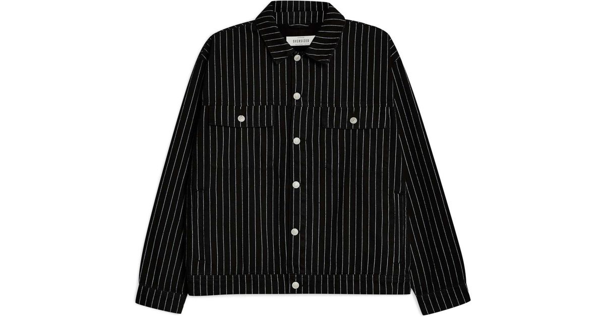 TOPMAN Pinstripe Oversize Denim Jacket 