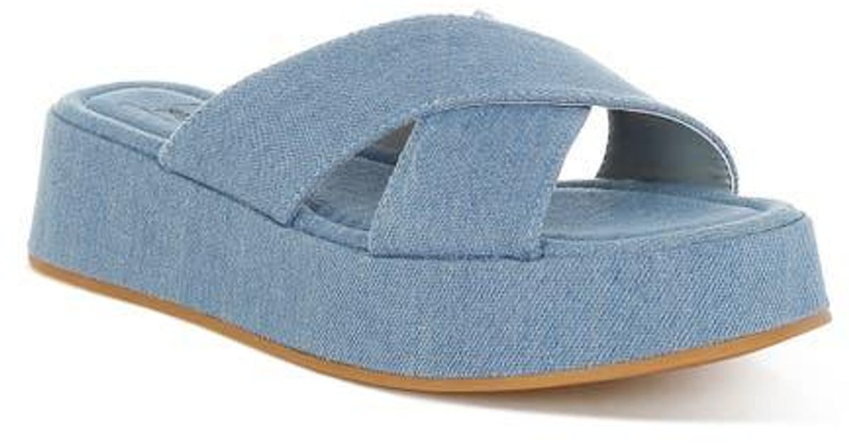LONDON RAG Karbi Platform Sandal in Blue | Lyst