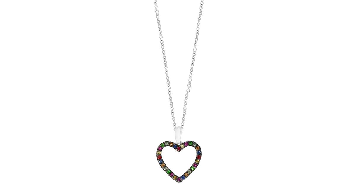 Effy Silver Sapphire Heart Pendant Necklace In Multi At Nordstrom Rack