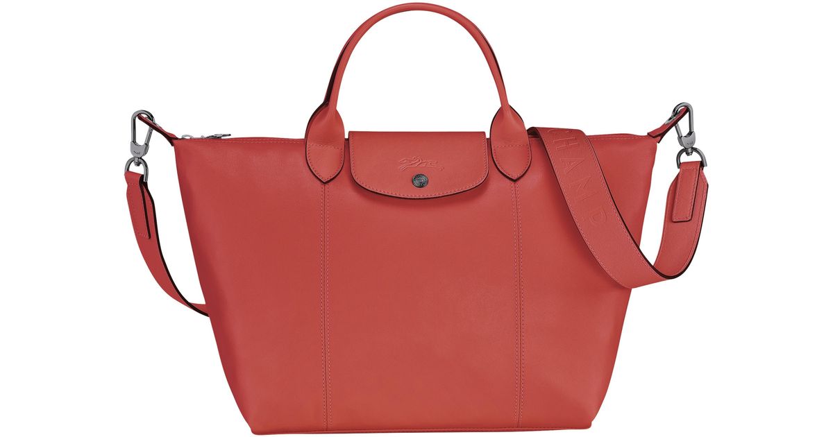 Longchamp Medium Le Pliage Cuir Crossbody Bag in Red Lyst