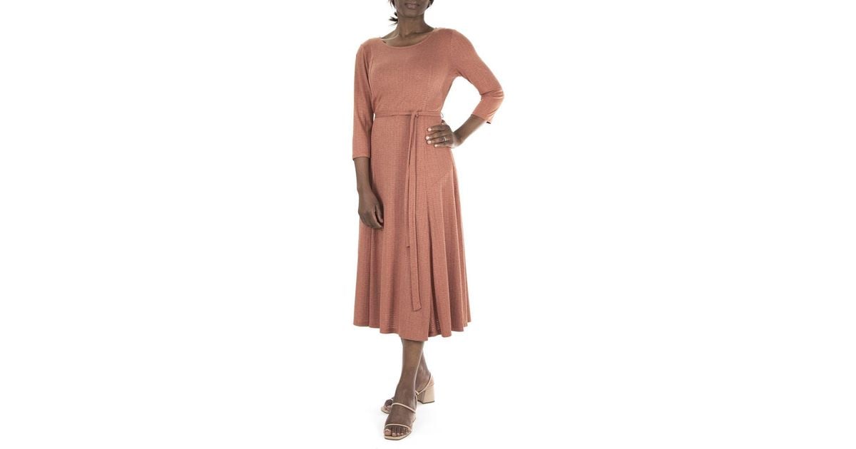 knee length dresses for ladies Nina Leonard Sylvia Midi Dress with Removable Belt