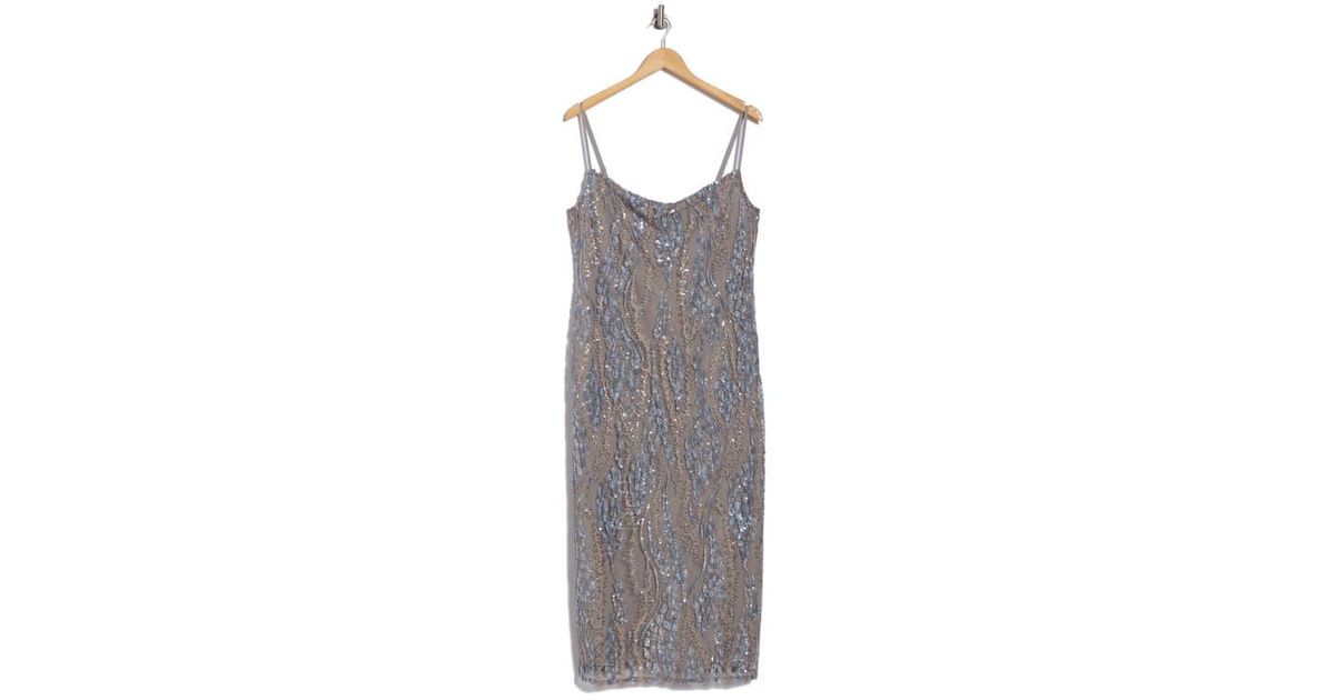 Miss Anne Sequin Skirt Cowl Neckline Dress main image 1