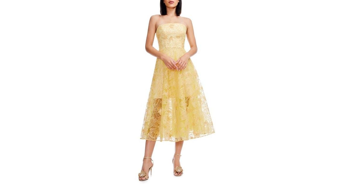 dress the population yellow lace dress Dress The Population