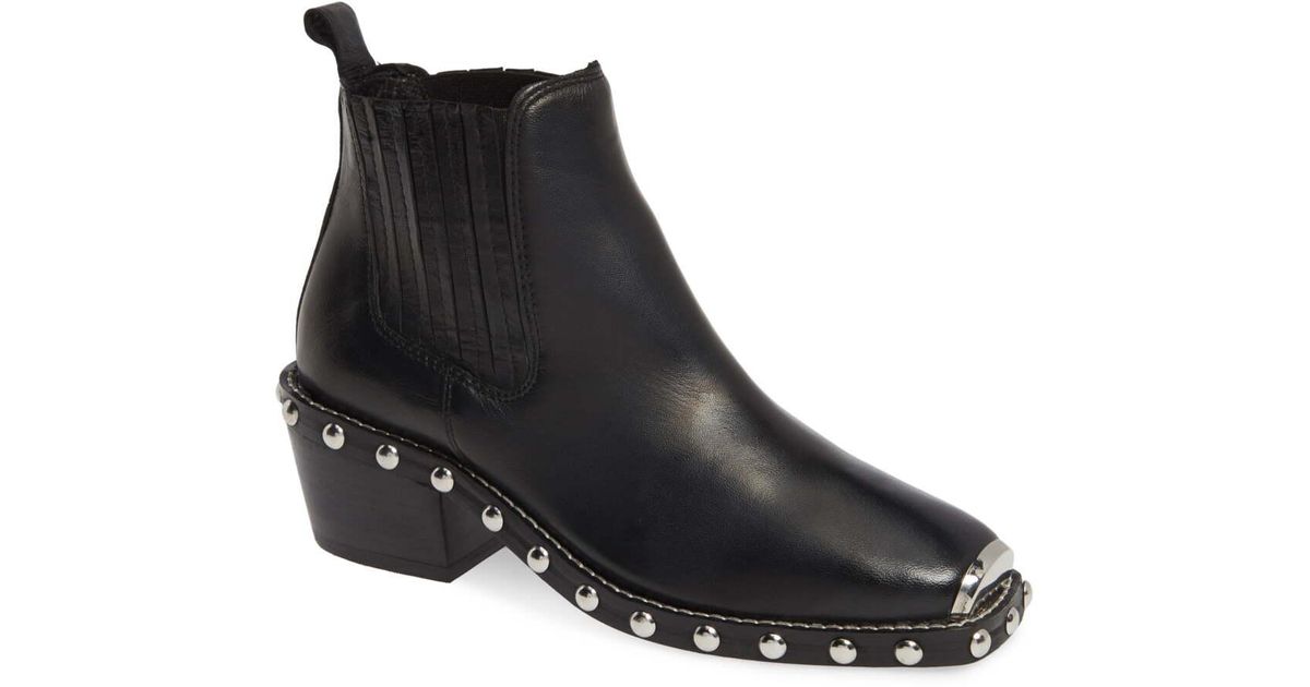 TOPSHOP Leather Alana Stud Ankle Bootie 