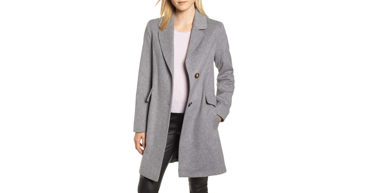 fleurette notch collar wool coat