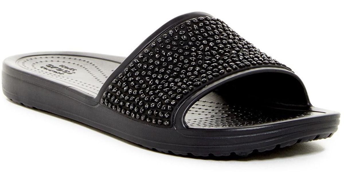 Crocs™ Sloane Embellished Slide Sandal in Black | Lyst