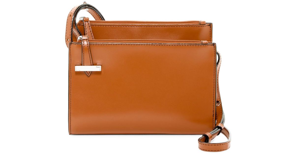 Lodis Audrey Double Zip Leather Shoulder Bag in Brown Lyst