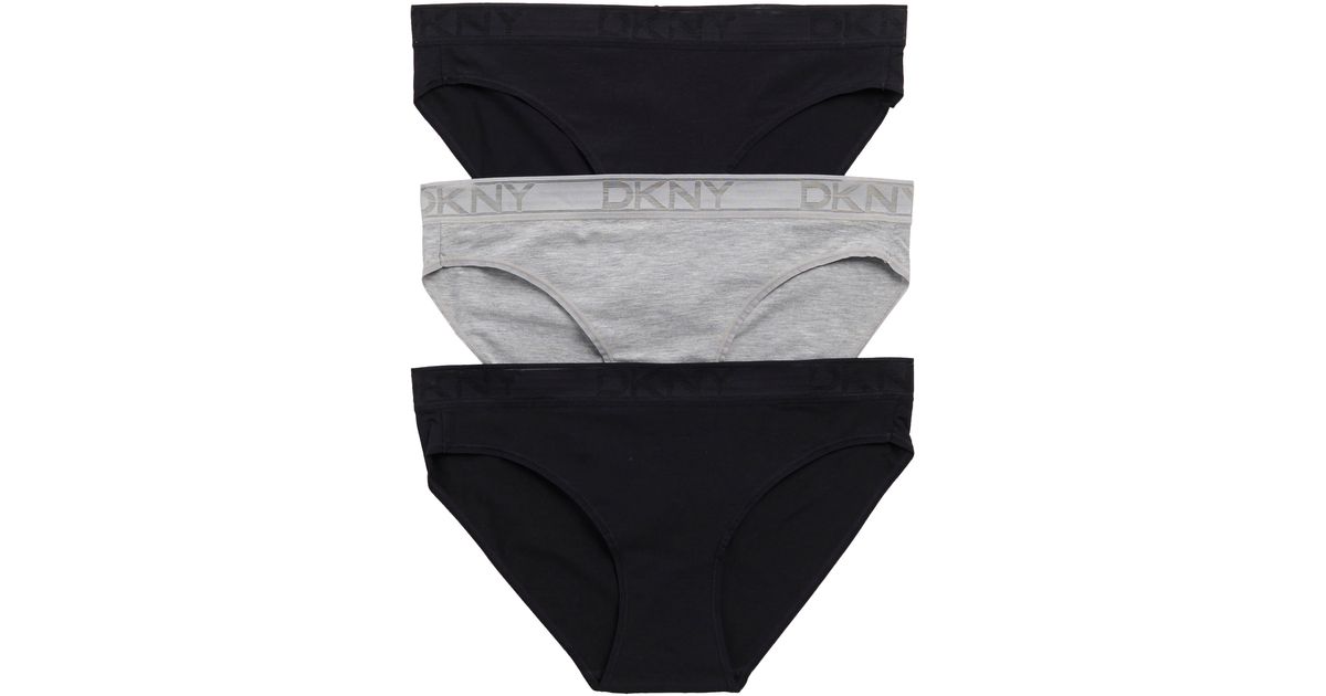 DKNY Assorted 3pack Stretch Modal Bikinis in Black Lyst