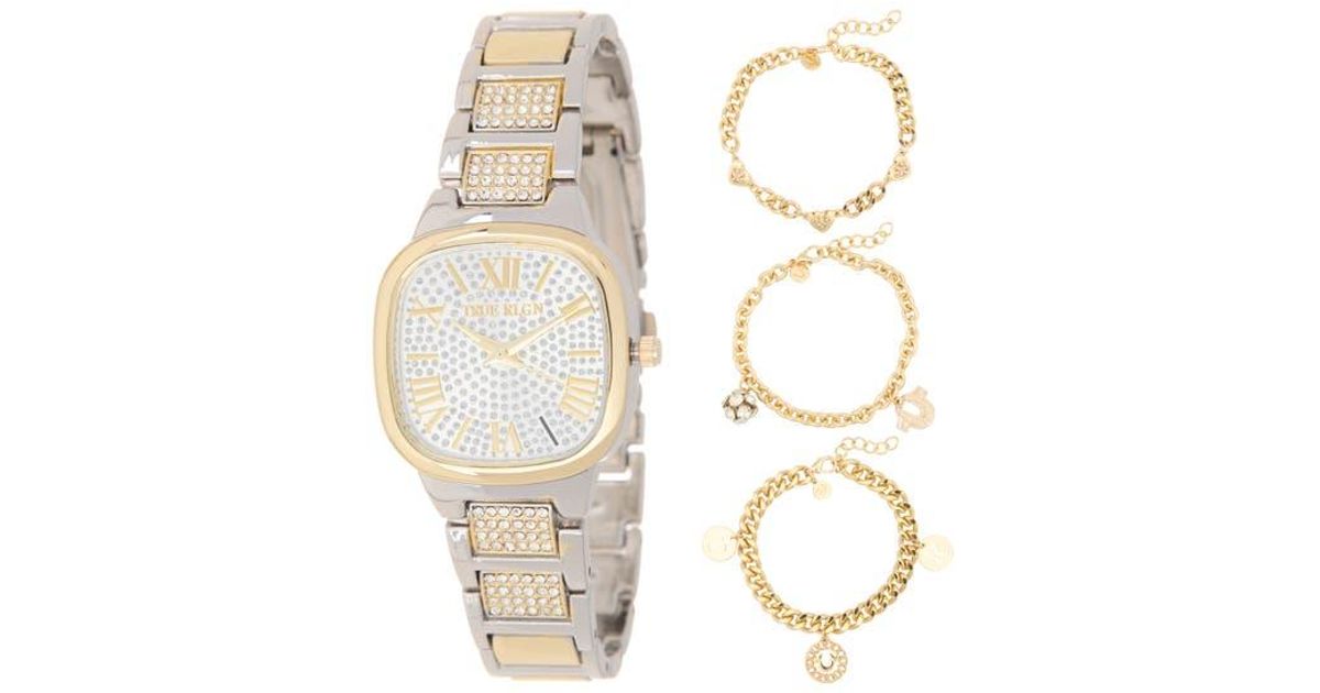 TRUE RELIGION 4-Piece Square Dial Watch & Bracelet Set in 