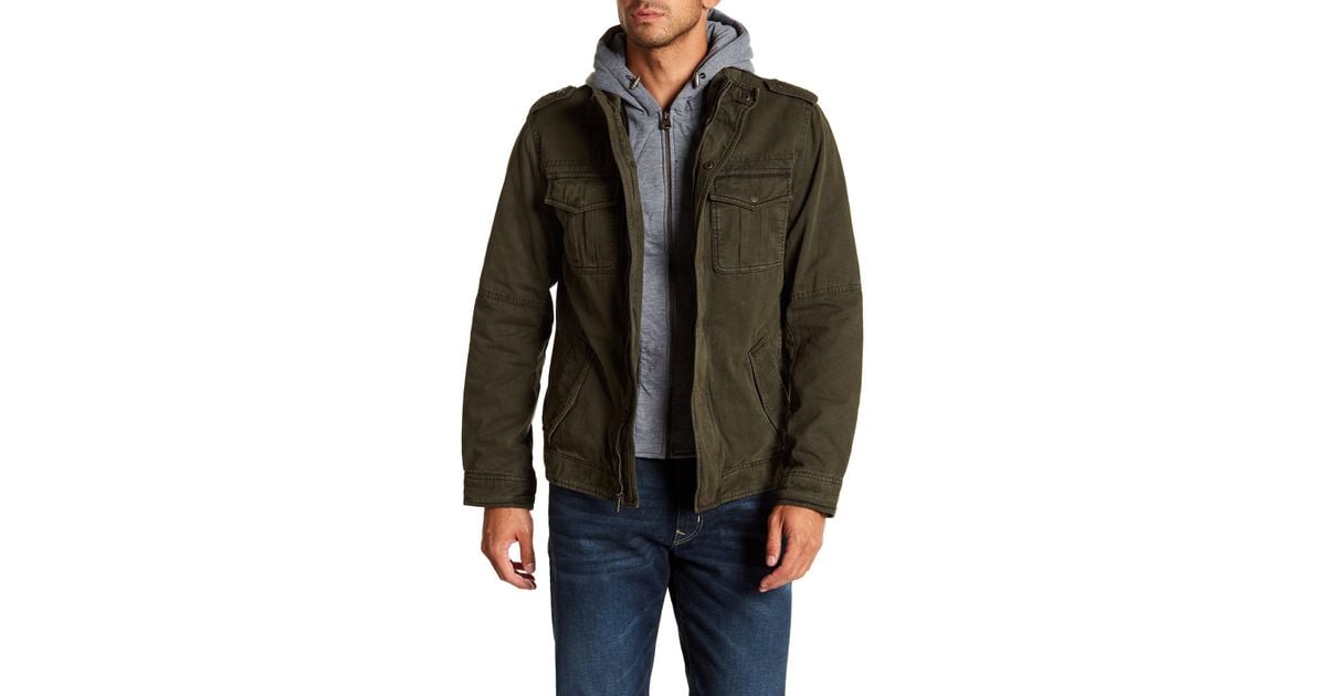 Levi's faux shearling lined hooded hot sale military jacket