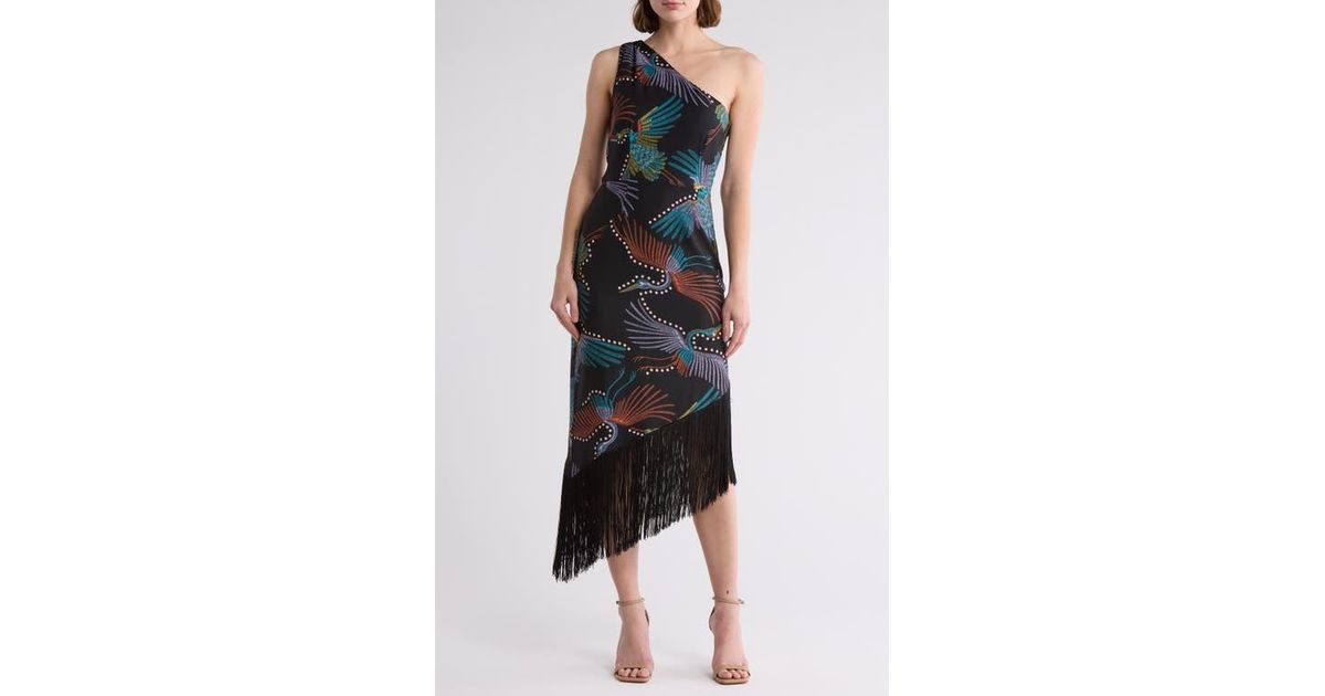 open lace back dress Dionne Blue Velvet One Shoulder Dress main image 1