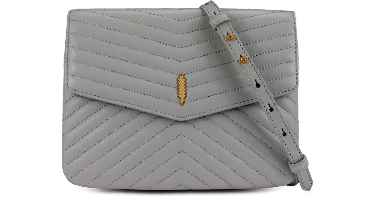 thacker Jenna Quilted Leather Crossbody Bag in Gray Lyst